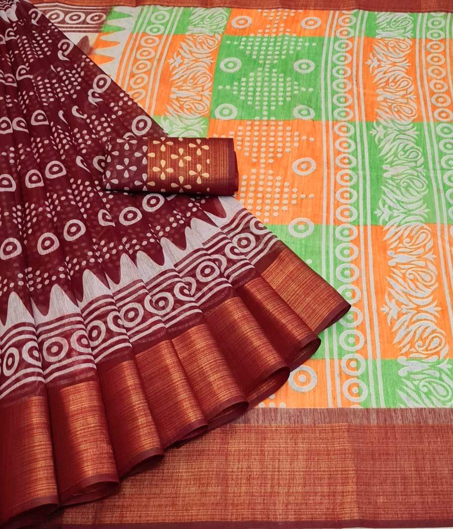 Valiba Fashionable Cotton Printed Sarees