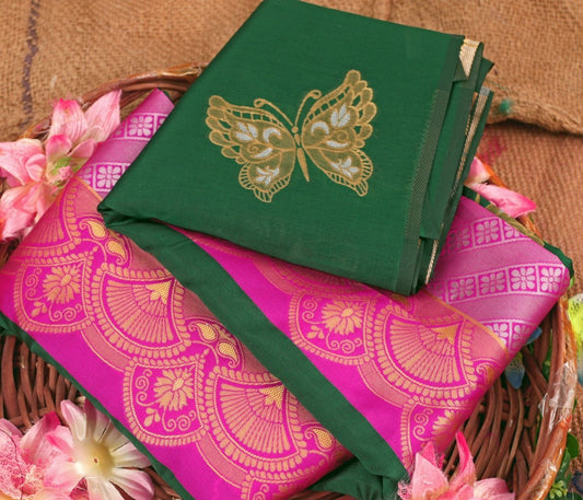Butterfly Bottle Green Exclusive Jacquard Saree