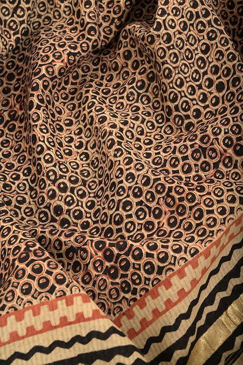 Natural Dye Block Print Cotton Sari-2