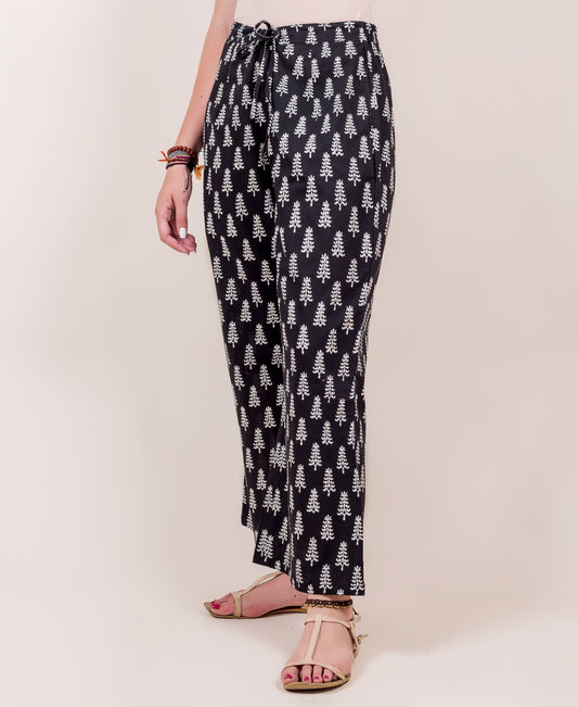 Block Printed Black and White Palazzo
