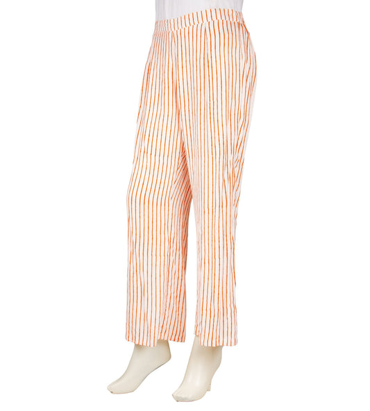 White and Orange Striped Palazzo Pants
