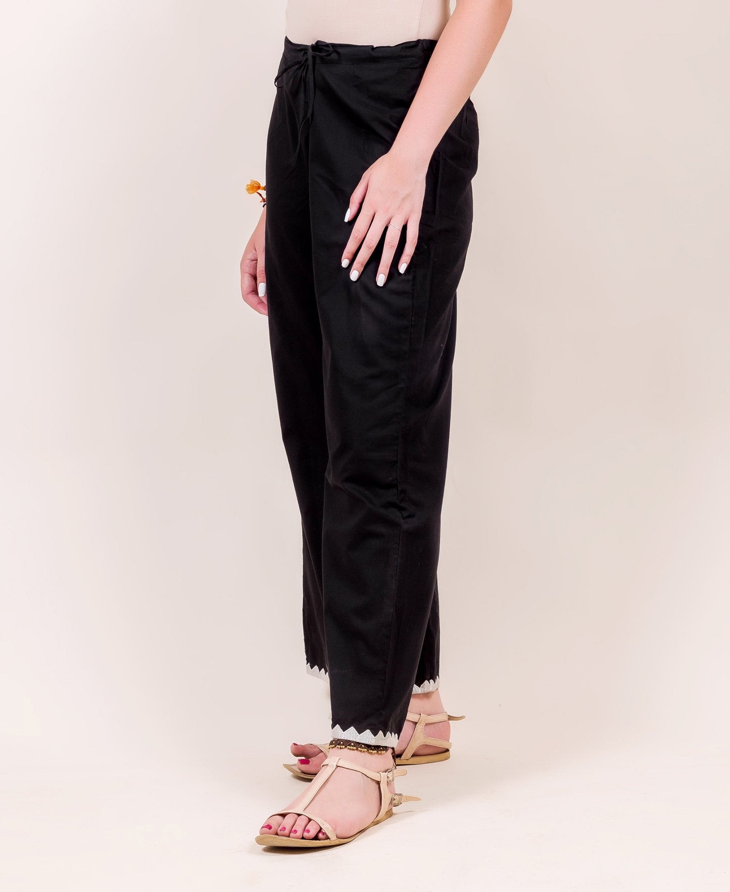 Black Embroidered Flared Palazzo