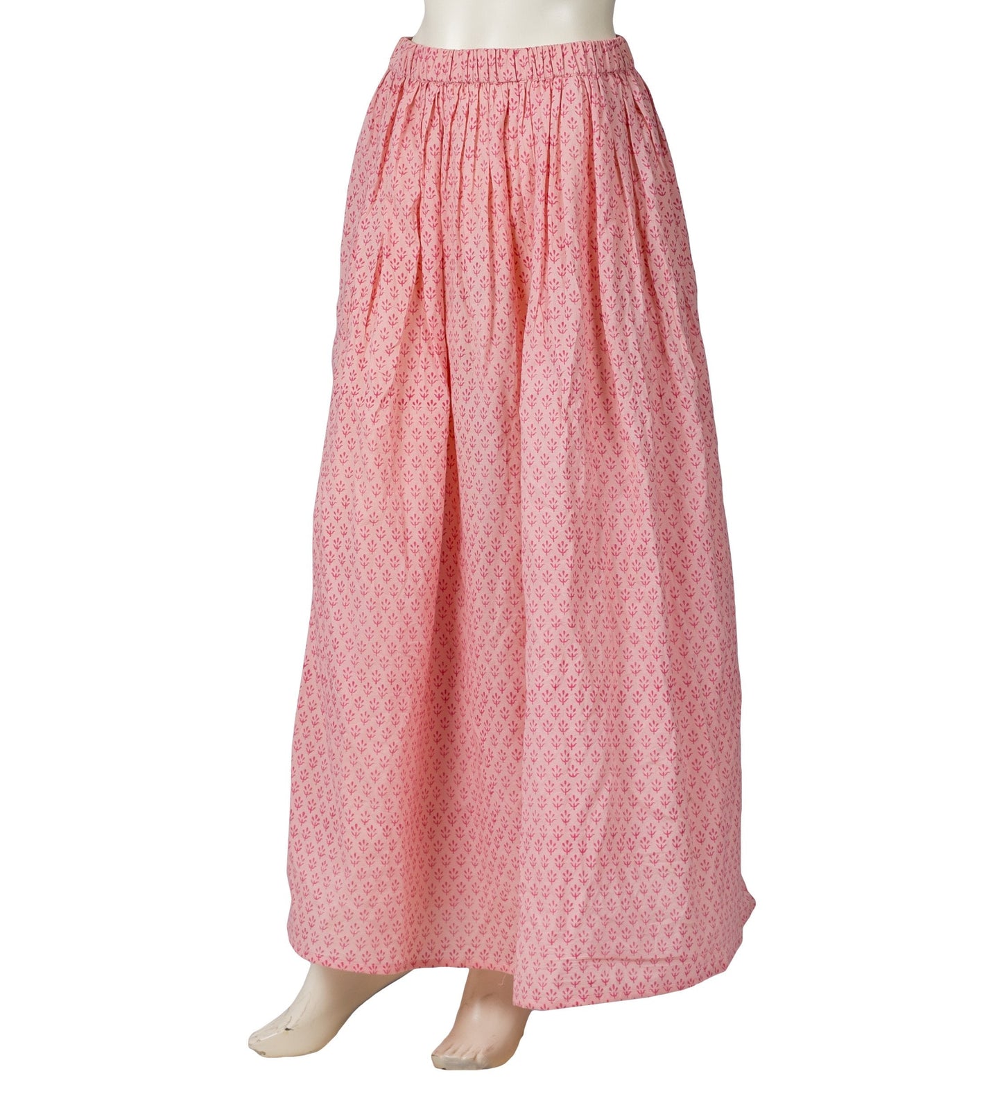 Peach Hand Block Printed Indo Western Skirt