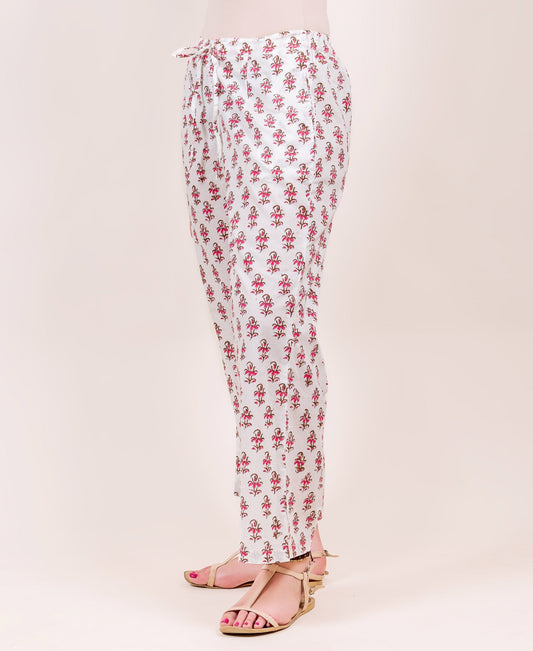 White Hand Block Printed Palazzo