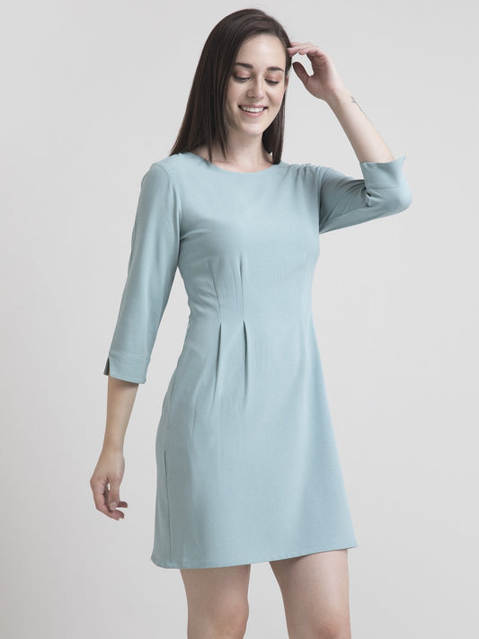 Boat Neck Shift Dress - Teal