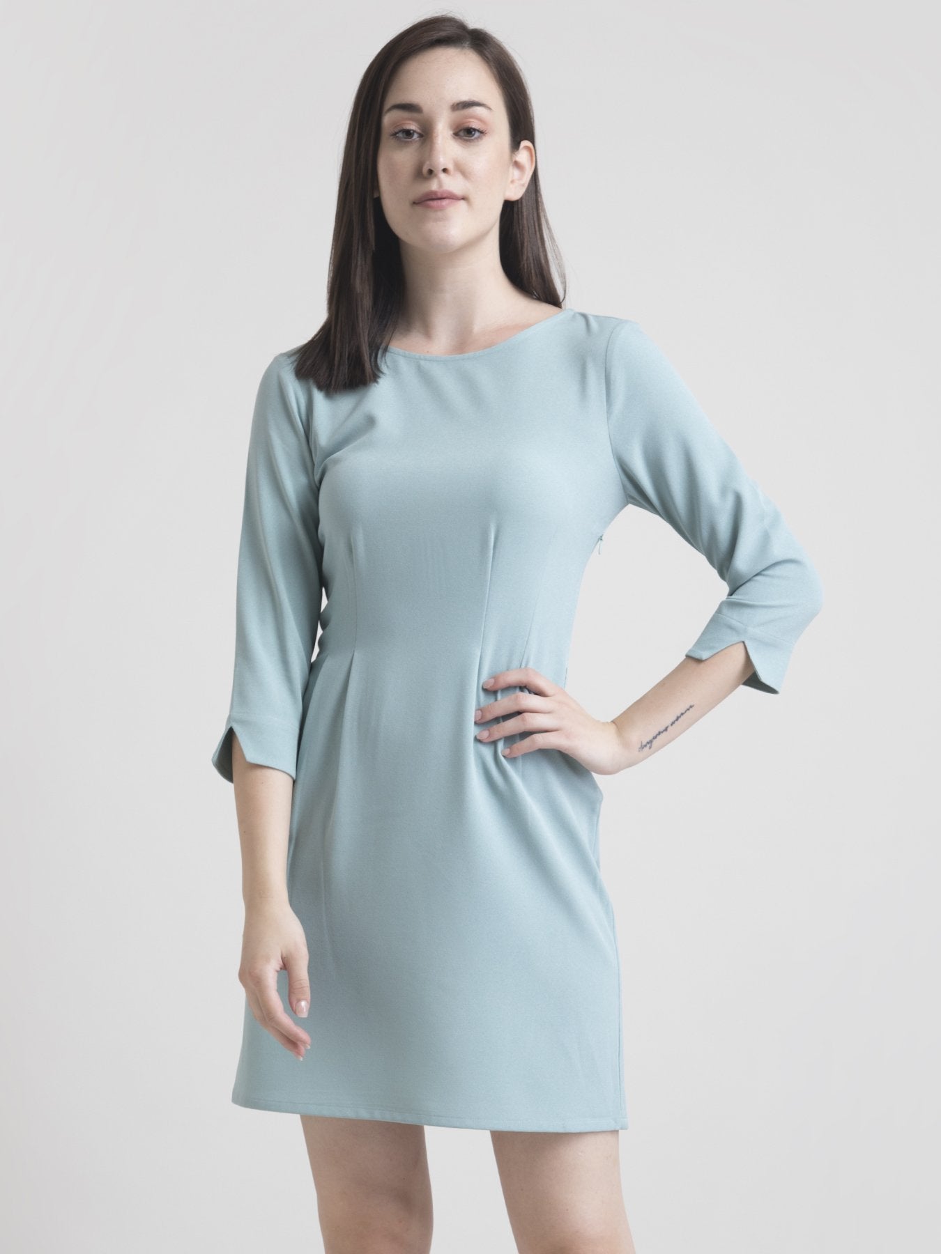 Boat Neck Shift Dress - Teal