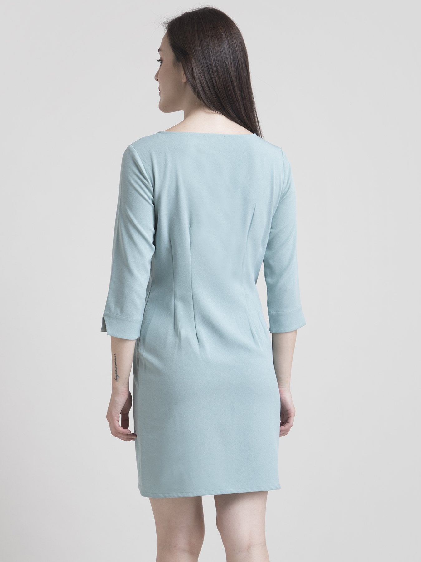 Boat Neck Shift Dress - Teal