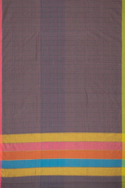 Chitrika Grid Lock Checks Cotton Handloom Saree Dark Grey