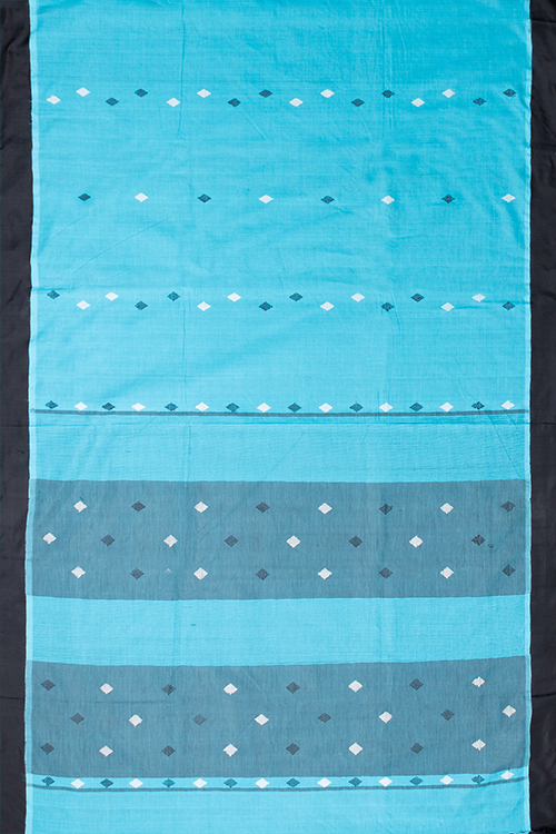Chitrika Kuppadam Square Dot Buta Cotton Handloom Saree Blue