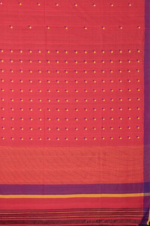 Chitrika Square Duet Buta Cotton Handloom Saree Red