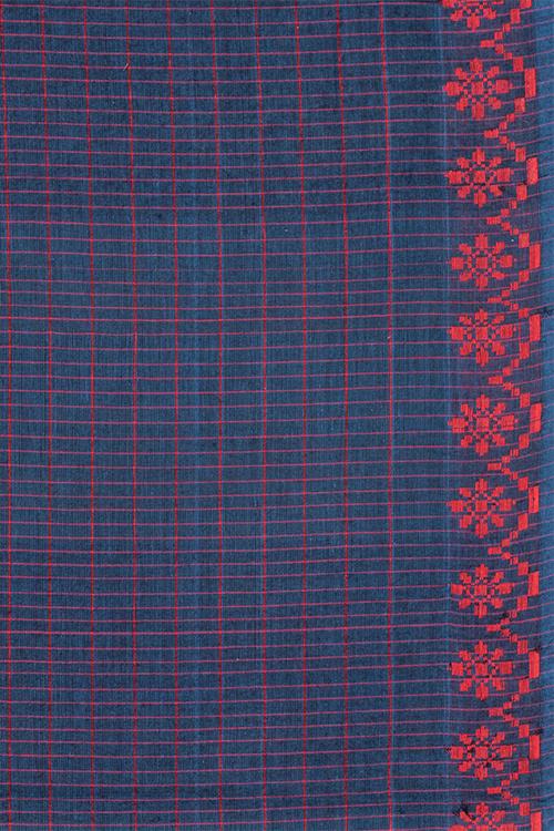 Chitrika Carnation Cotton Handloom Saree Blue Red