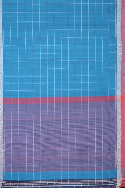 Chitrika Maze Checks Cotton Handloom Saree Blue