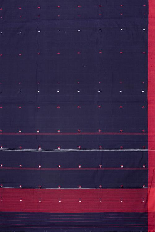 Chitrika Jamdani 3 Traingle Buta Cotton And Handspun Handloom Saree Blue