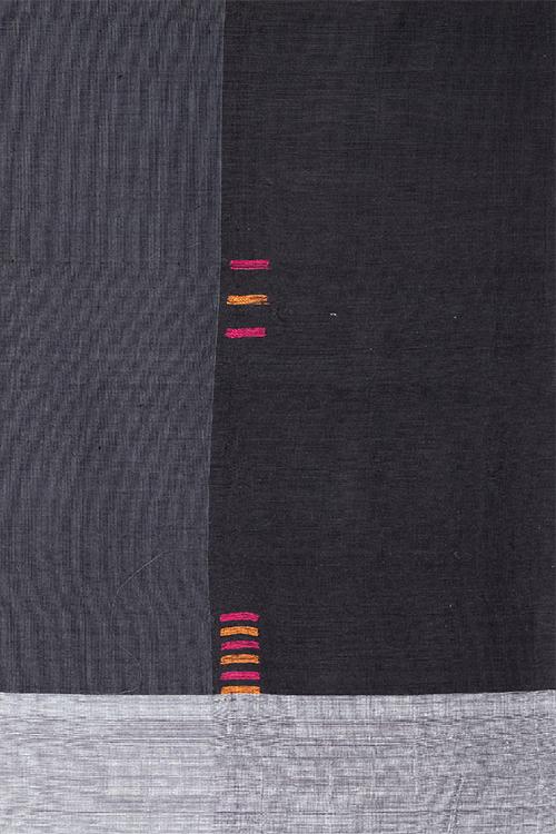 Chitrika Jamdani Radio Cotton And Handspun Handloom Saree Black
