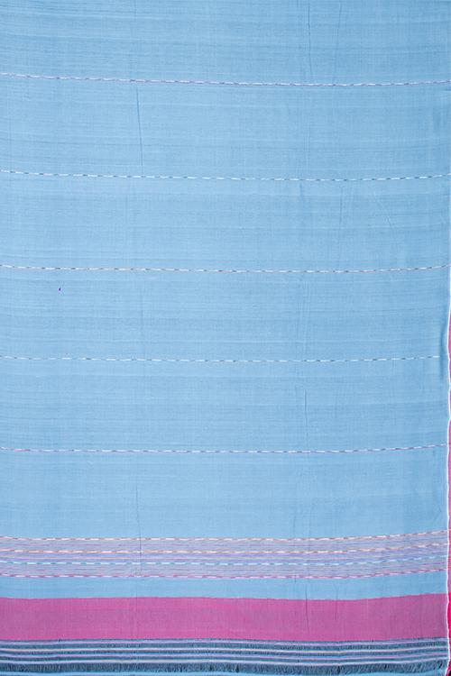 Chitrika Hank Art Plain Cotton Handloom Saree Light Blue