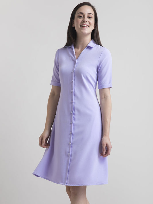 Collared A Line Dress - Lavender