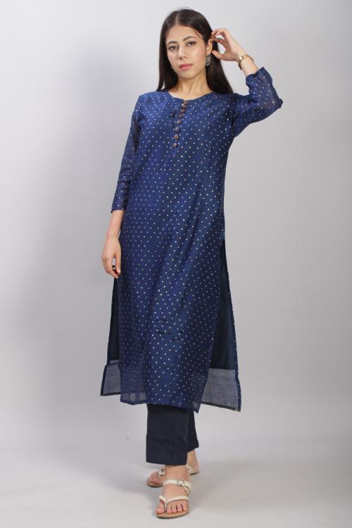 Basant : Handblock Printed Chanderi Silk Kurti