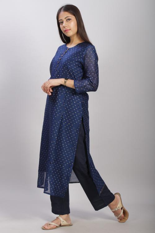 Basant : Handblock Printed Chanderi Silk Kurti