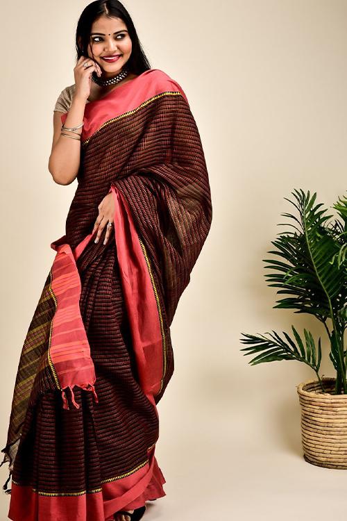 Ethnic Charm. Handloom Cotton Narayanpeth Saree