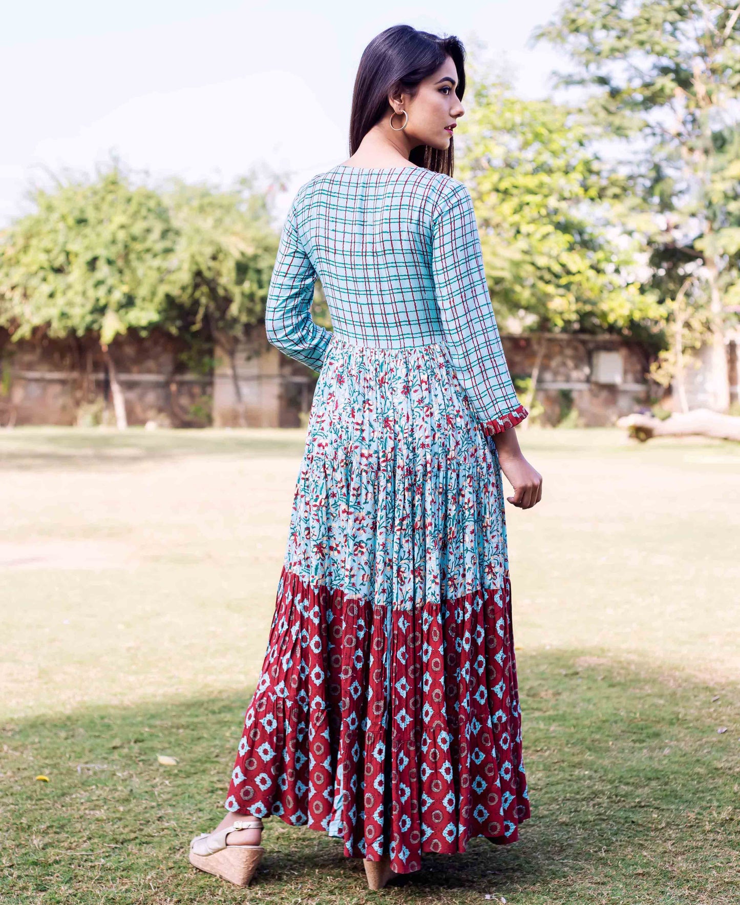 Anarkali Floor Length Block Printed Dress