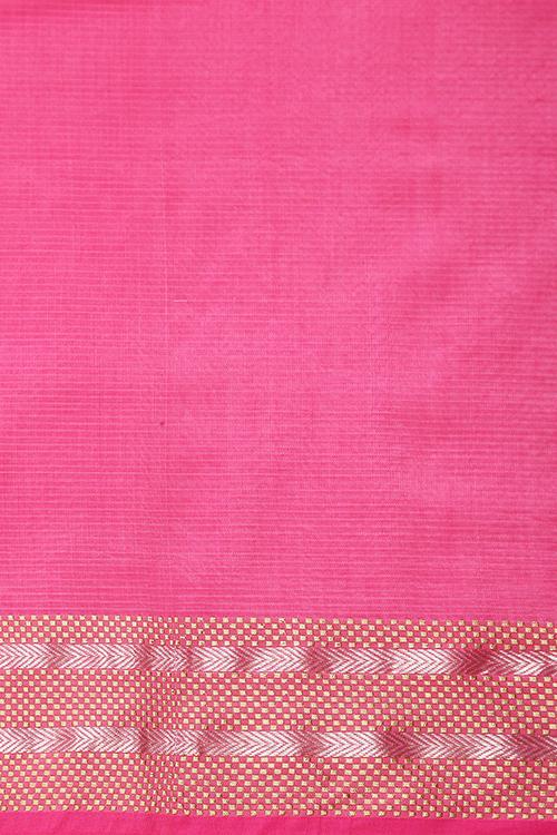 Handweave Maheshwari Handloom Silk Cotton Saree Col-Pink , Blouse Colour -Pink.