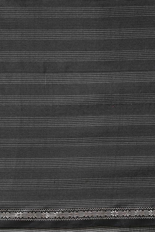 Handweave Maheshwari Handloom Silk Cotton Saree Col-Black , Blouse Colour Black.