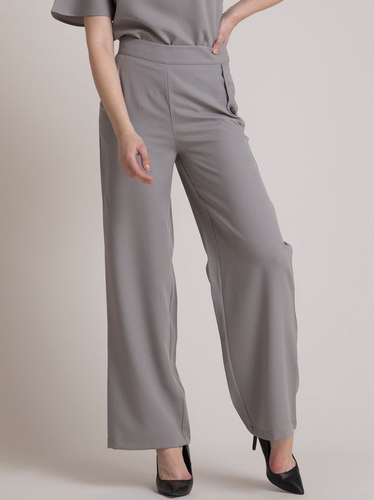 High Rise Wide Leg Pants - Grey