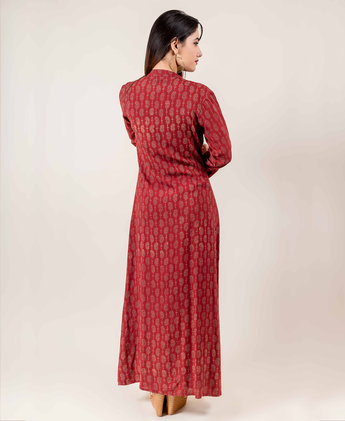 Rust And Light Grey Jacket Style Indo Western Dress
