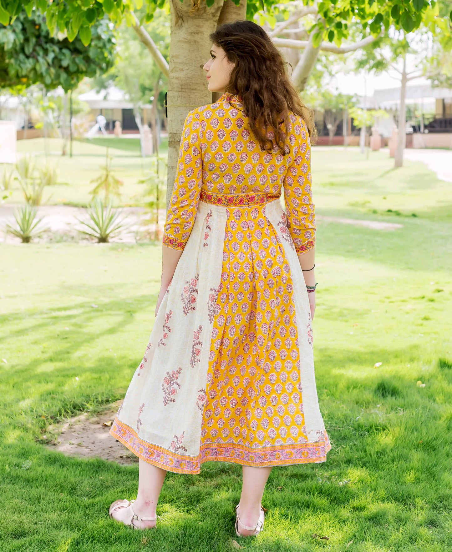 Block Printed Anarkali Flared Dress