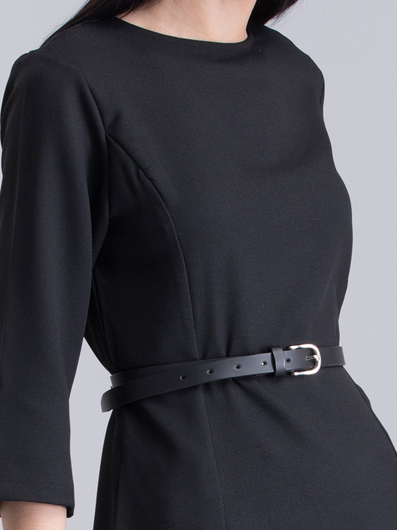 Keyhole Neck A Line Dress - Black