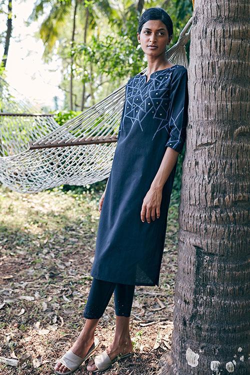 Music' Hand Embroidered Mirror Work Kurta-Pant Set