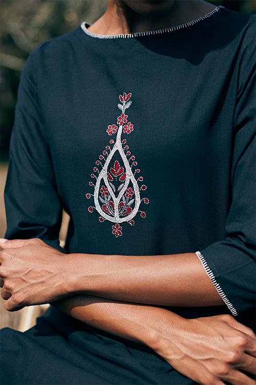 Aptitude' Hand Embroidered Mirror Work Pure Cotton Long Kurta