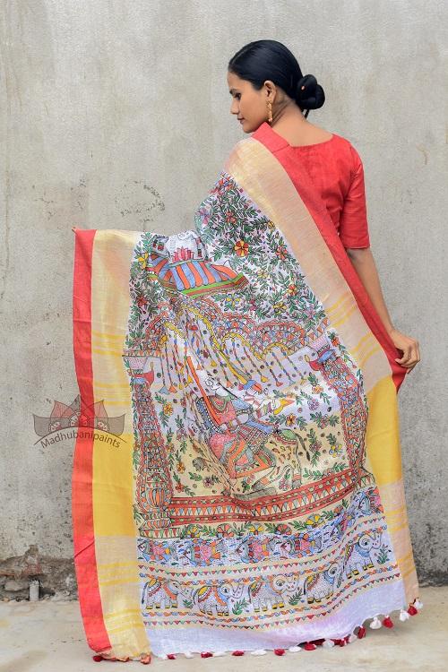 Tripurasundari Madhubani Painting saree
