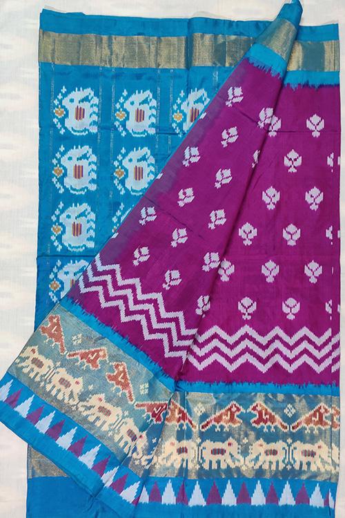 Handloom Pochampally Ikkat Pure Silk Magenta and Pink Saree