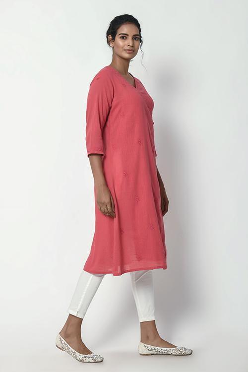 Dusty Pink Angrakha Kurta