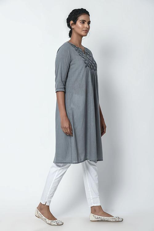Lava Grey Gathered Kurta