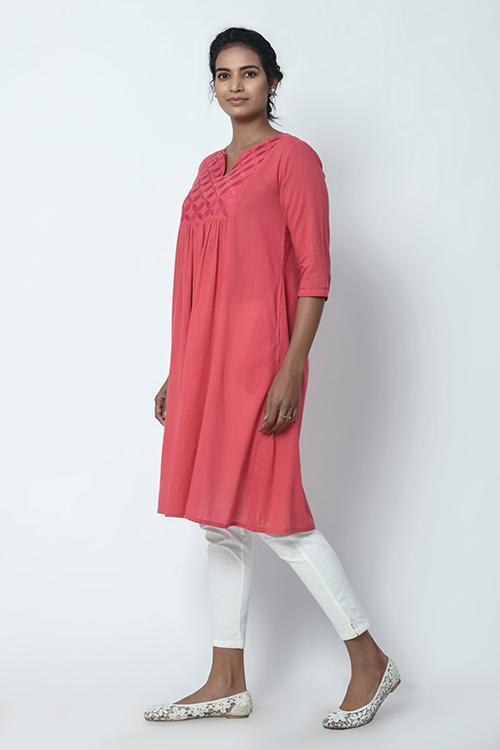Dusty Pink Gathered Kurta