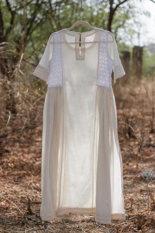 Kora H/S Cutwork Cotton Kediya Long Kurta