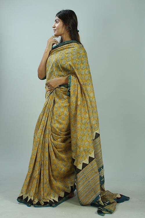 Bagru Handblock Print Chanderi Silk Saree-87