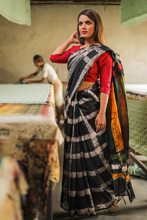 Batik Handblock Print Chanderi Silk Saree-65