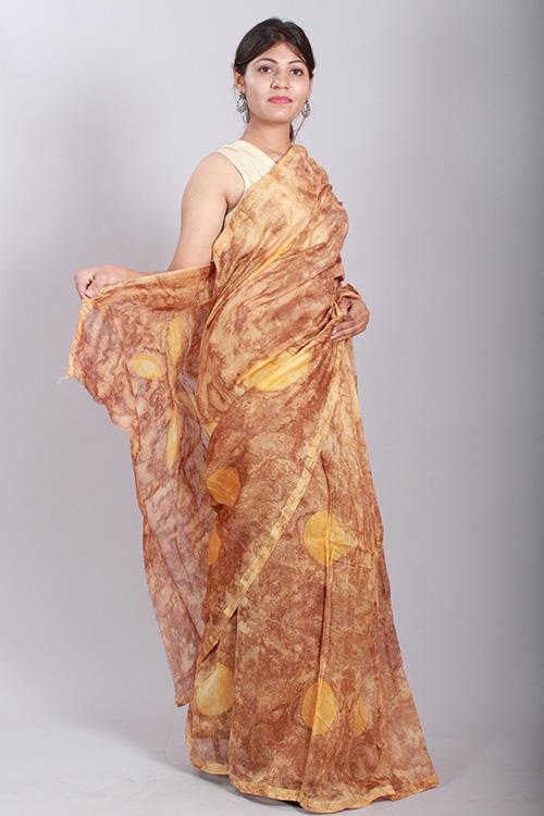 Hand Marble Printed Chanderi Silk Saree-6
