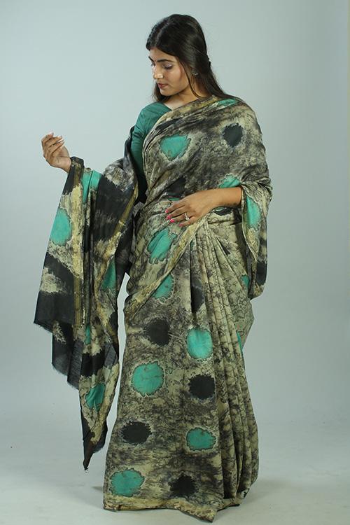 Hand Marble Printed Chanderi Silk Saree-10