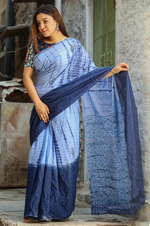 The Evening Breeze: Handblock Print Mul Cotton Saree