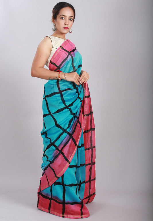 Shibori Bandhani Printed Chanderi Silk Saree-19