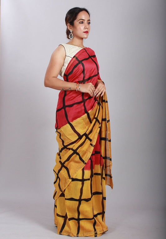 Shibori Bandhani Printed Chanderi Silk Saree-24