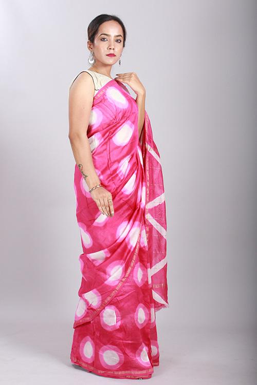 Shibori Bandhani Printed Chanderi Silk Saree-22