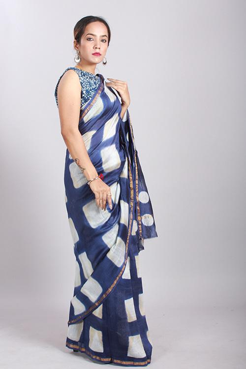Shibori Bandhani Printed Chanderi Silk Saree-23