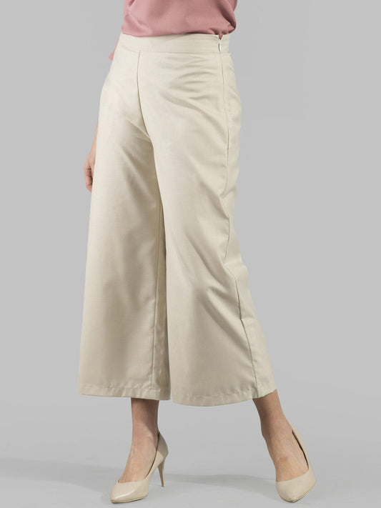 Side Zipper Culottes - Beige