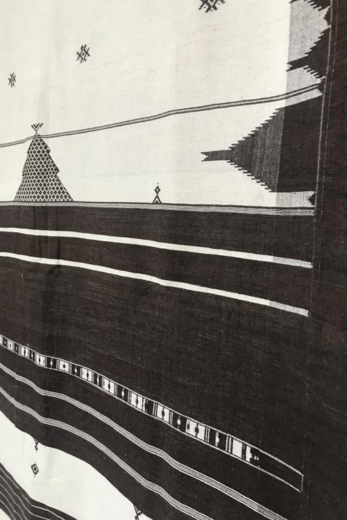 Kotpad' Tribal Odisha Handloom Cotton Offwhite /Coffee Saree