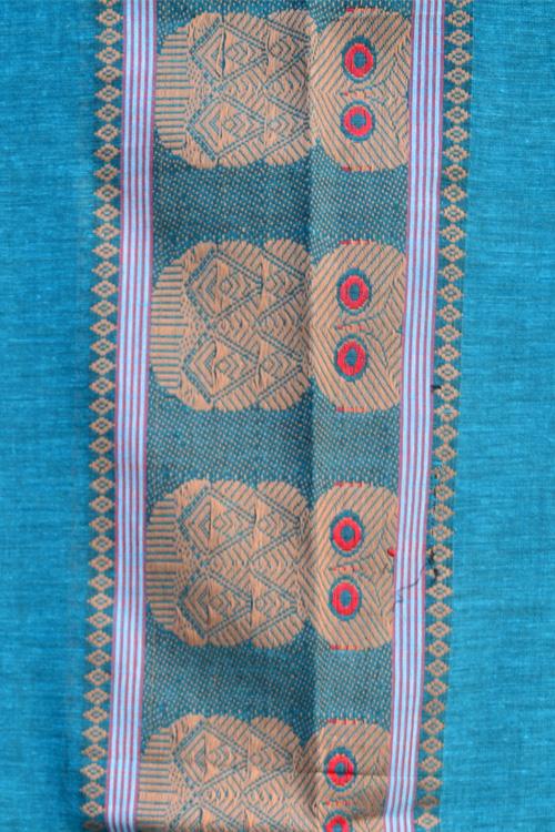 Bengal Handloom Traditional Owl Designed Multi Coloured Cotton Saree